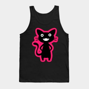 Pink and Black Cute Cartoon Cat Monster Tank Top